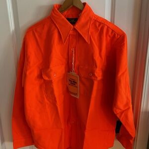 Sport King - Long Sleeve Bright Orange Button-Up Shirt - Size Medium
